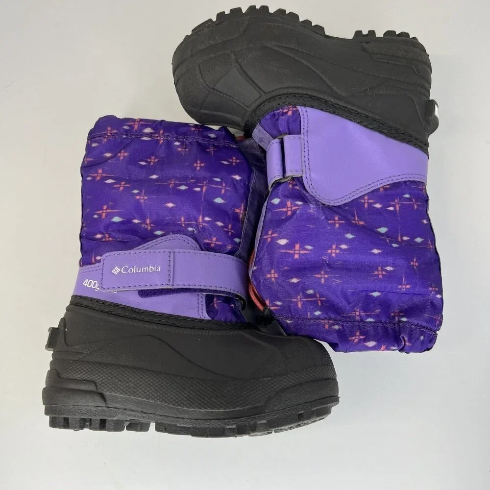 Columbia Big Kids’ Powderbug™ Forty Boots Size 8 Purple and Black Snow/Rain
